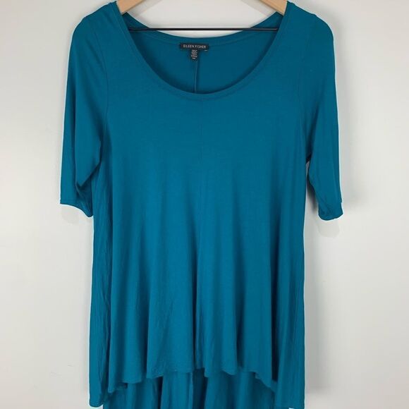 Eileen Fisher Teal Knit Swing Tunic S - Picture 3 of 6